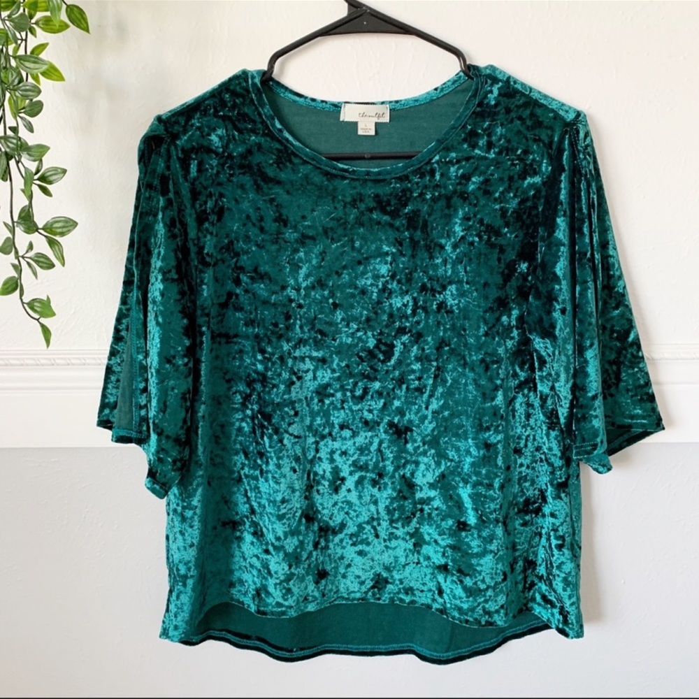 The Outfit Green Crushed Velvet Top